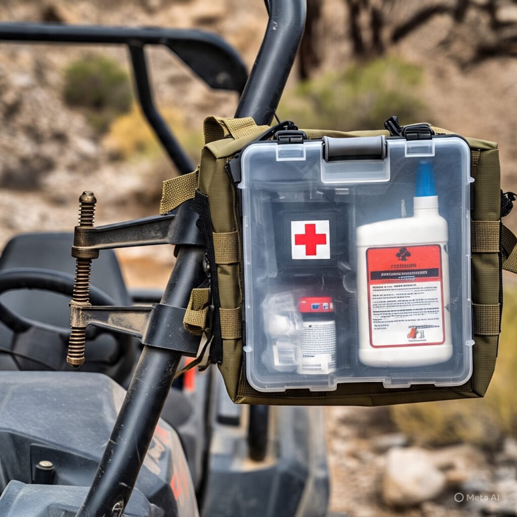Comparison of roll cage clamp and MOLLE UTV first aid kit mounts.