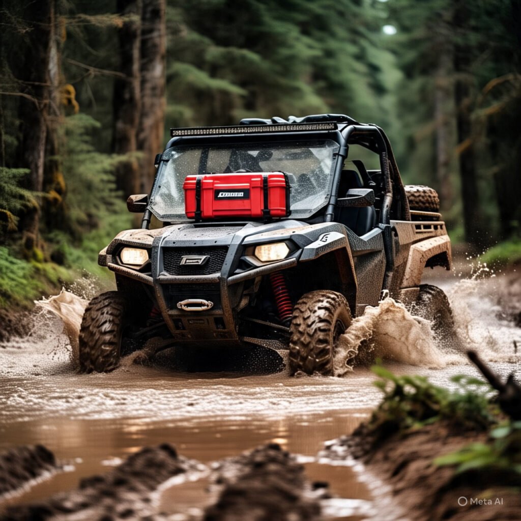 UTV med kit hard case mounted securely during rough riding.