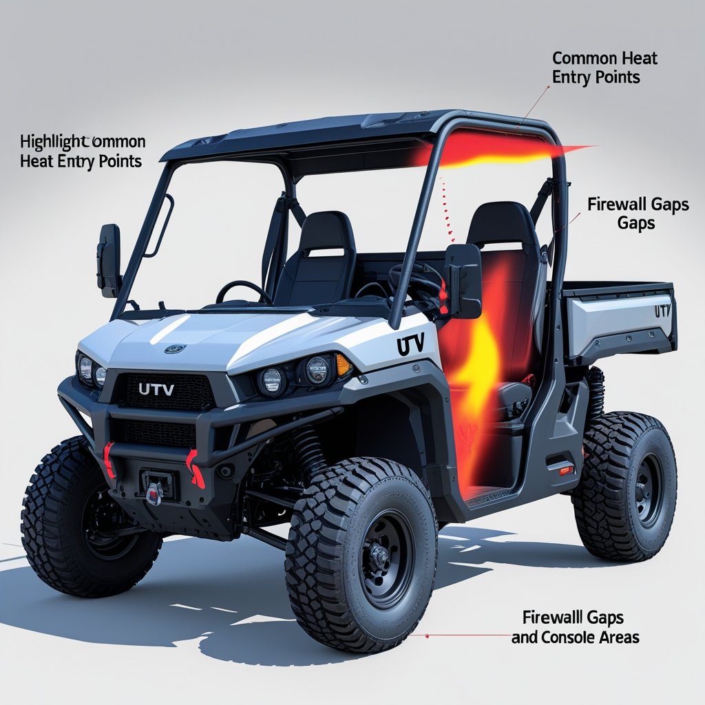 Diagram of heat sources and entry points in a UTV cab.