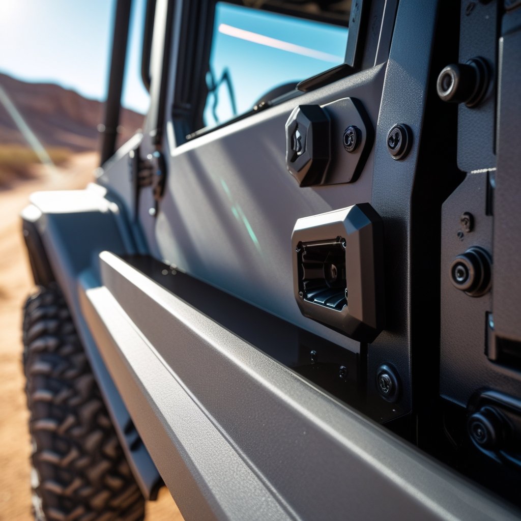 Small air gap created by UTV Aero Latch for ventilation.