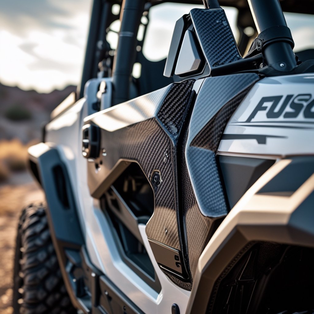 Installed Fusion Fiber UTV Aero Latch on a Polaris RZR.