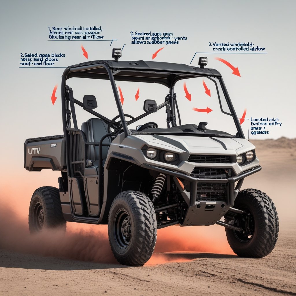 UTV cab dust reduction methods