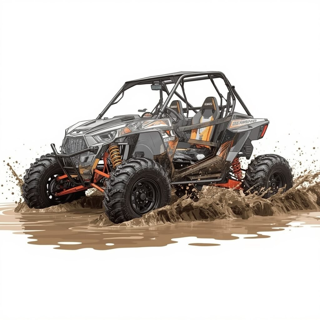 UTV with mud tires and lift kit in action
