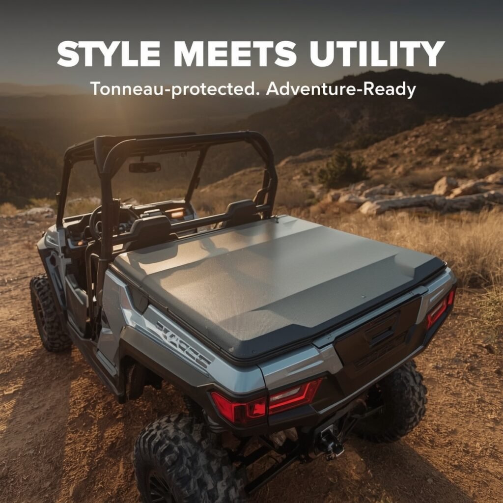 UTV with tonneau cover on trail
