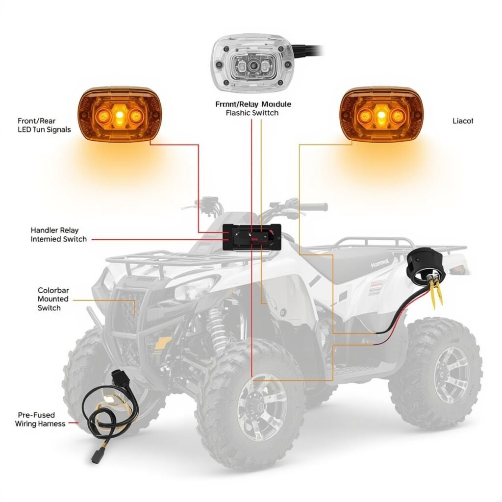 UTV turn signal kit components diagram
