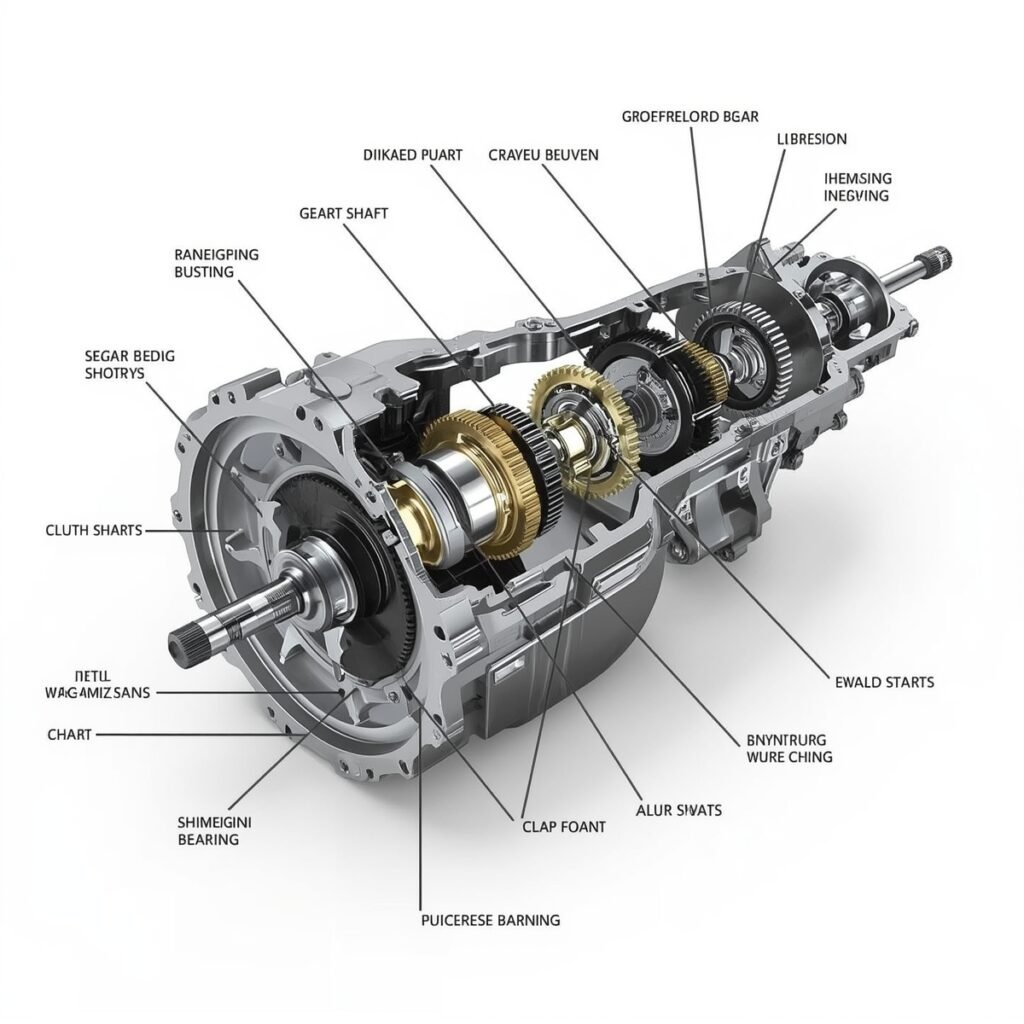 UTV transmission internal components.