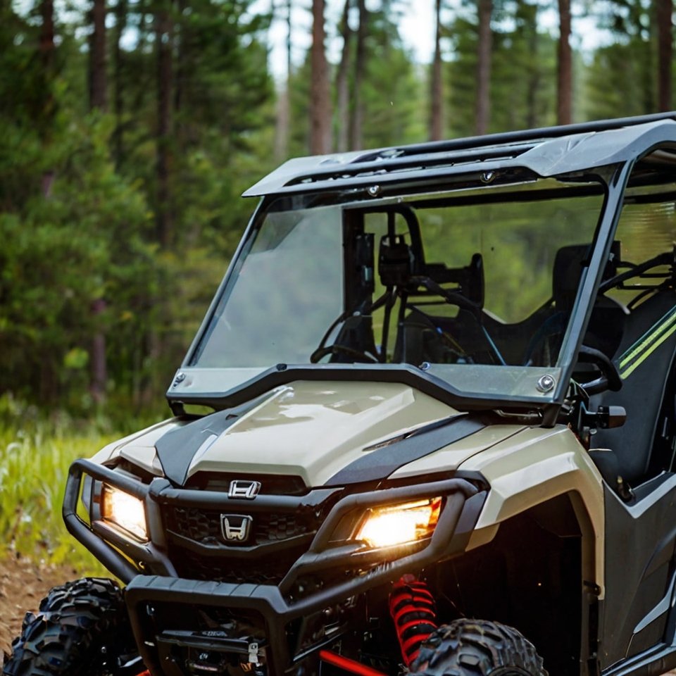 Honda Pioneer with SuperATV Glass Windshield.]