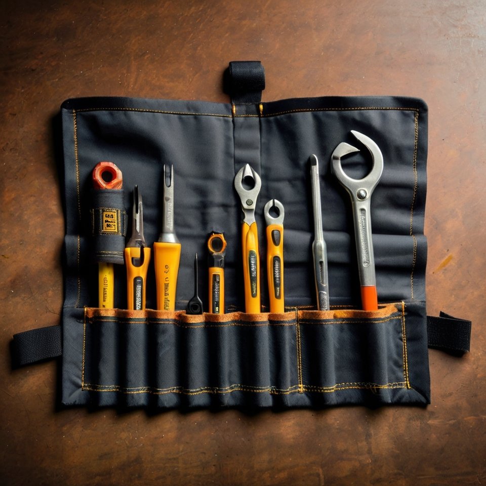 Comprehensive UTV tool kit for trail repairs.