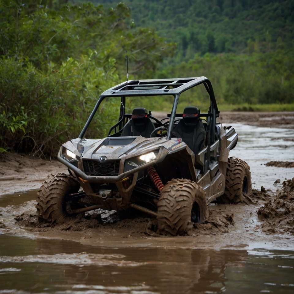 UTV recovery using a kinetic rope.