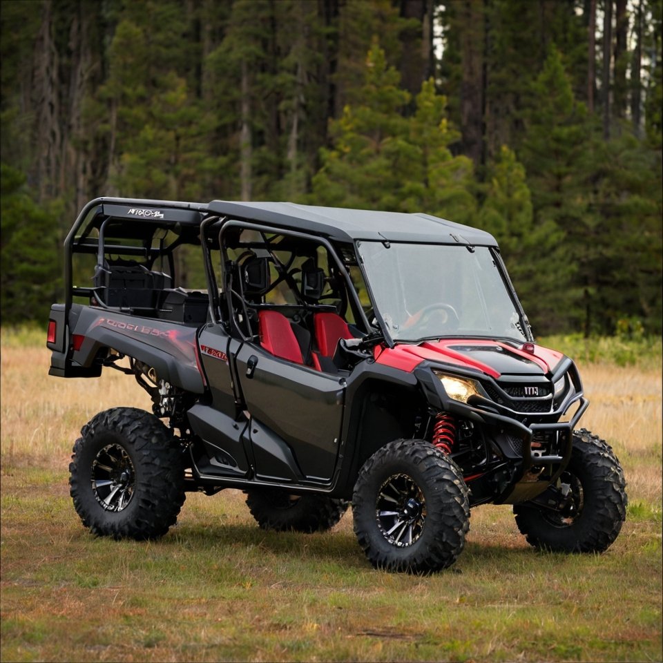Honda Pioneer with SuperATV Folding Windshield.]