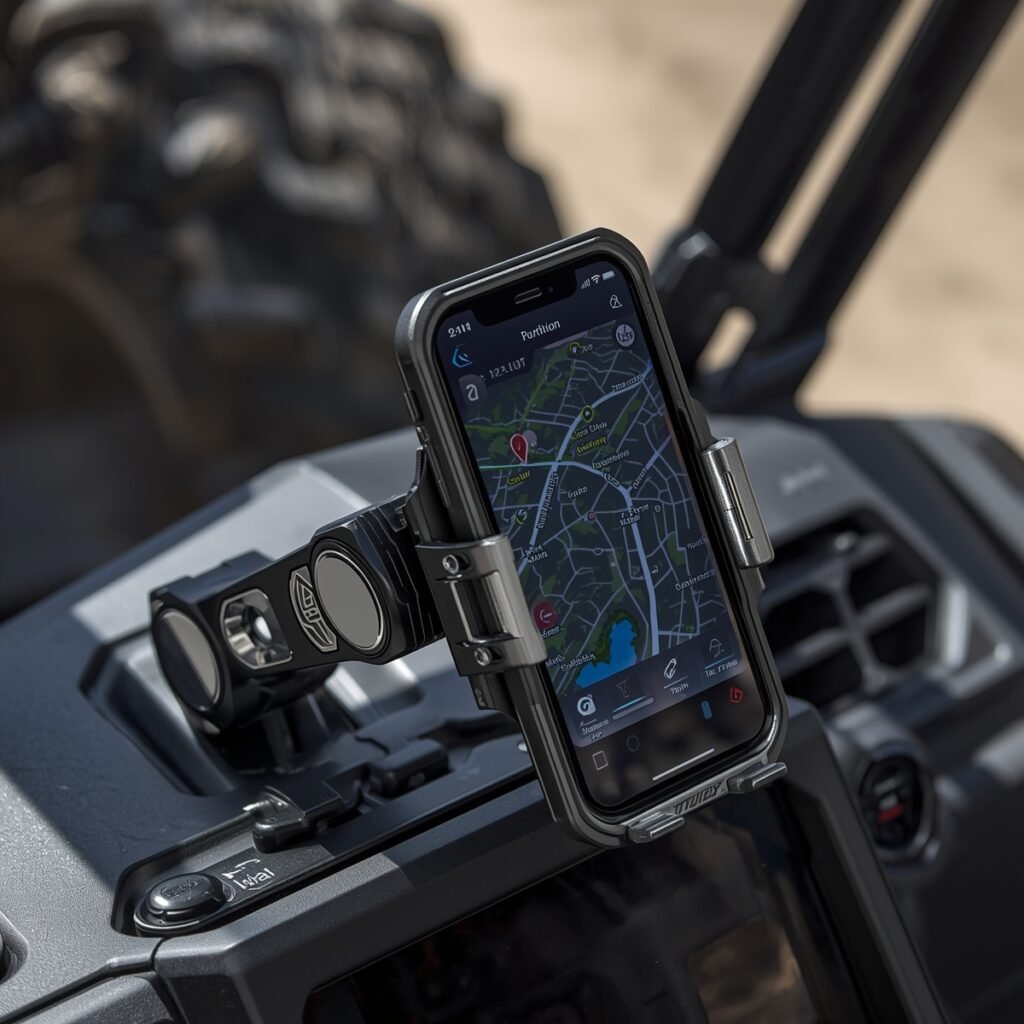 Features of a durable off-road phone mount.