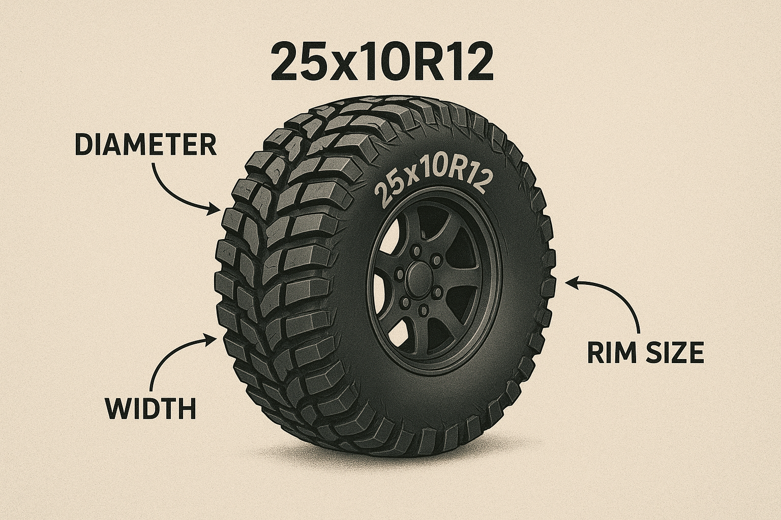 Explanation of UTV tire three-number sizing system.