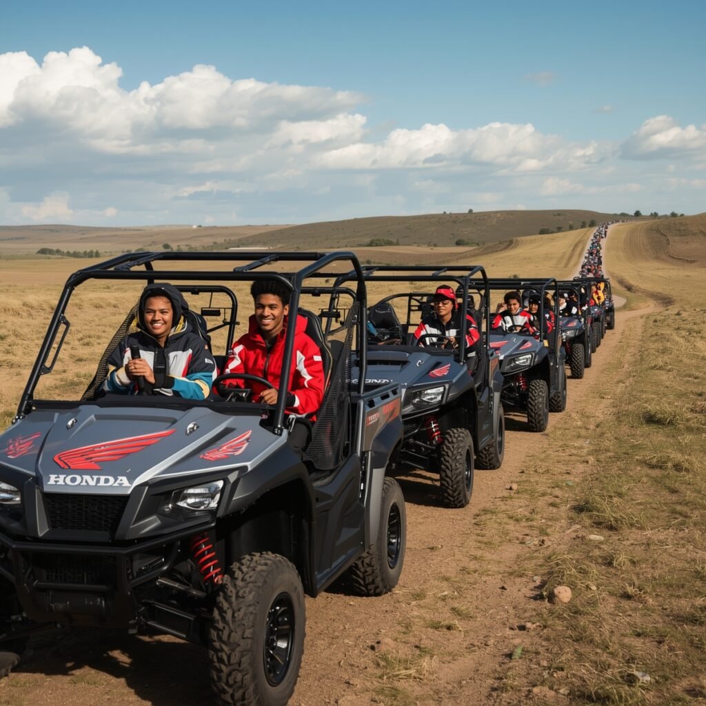 Offroad group using two-way radios to communicate on the trails.