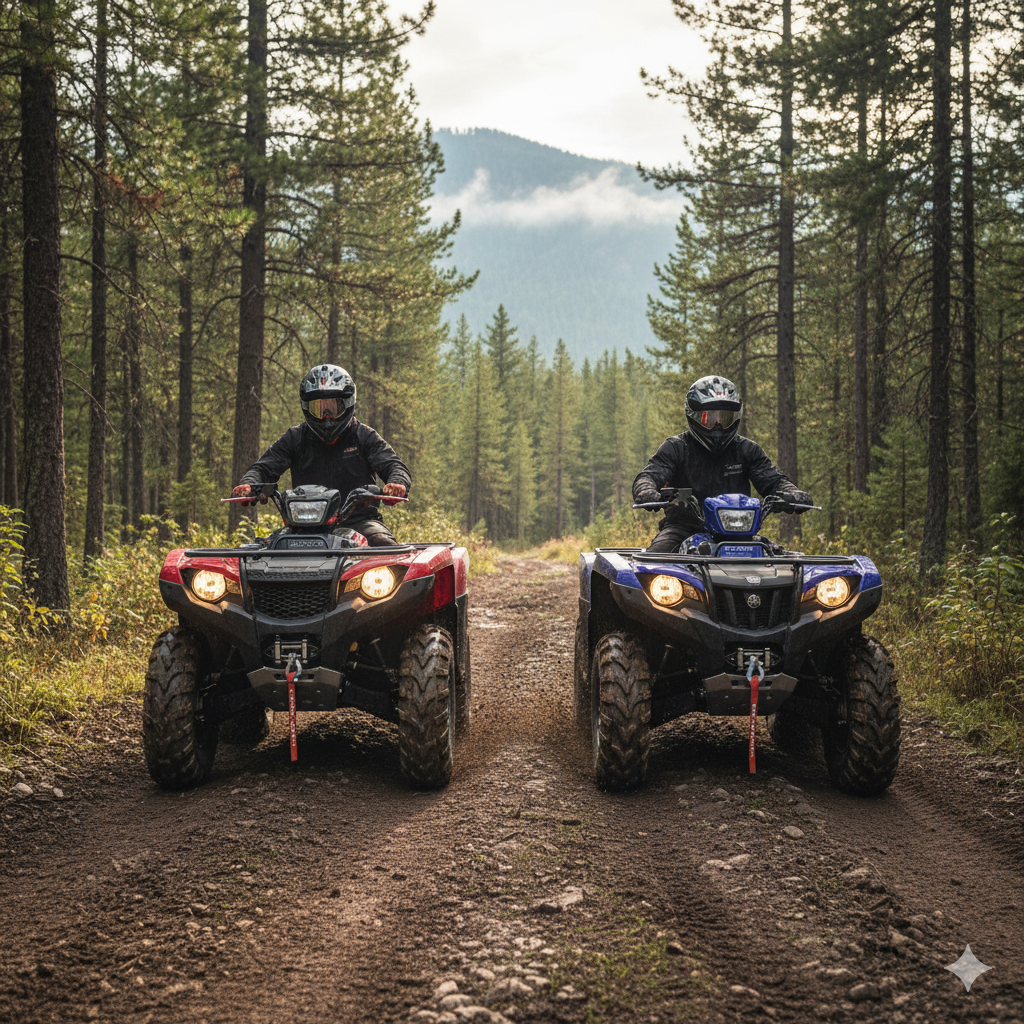: A Honda Foreman and a Yamaha Grizzly, two of the all-time best 4x4 utility ATVs.