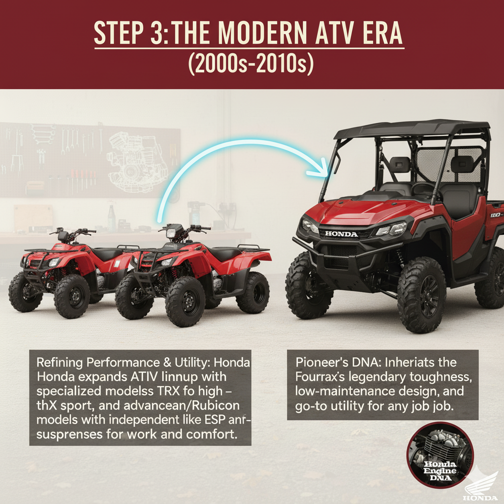 Of course. Here is just the meta description, ready for you to easily copy and paste.
**Meta Description:**
Journey through Honda's legendary off-road history and discover the direct lineage of the mighty Pioneer. This guide explores the revolutionary three-wheeled ATC models like the ATC250R and the workhorse Big Red, to the iconic FourTrax 300 that defined reliability. See how these vintage machines, covered in faded red plastic, laid the foundation for your modern UTV. Dive into a step-by-step restoration guide to bring these ancestors back to life, from frame repair to engine rebuilds, and understand how Honda's DNA for utility and performance lives on in every Pioneer.