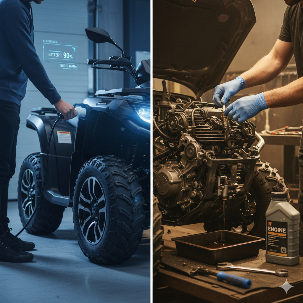 A comparison of the maintenance required for electric and petrol ATVs.