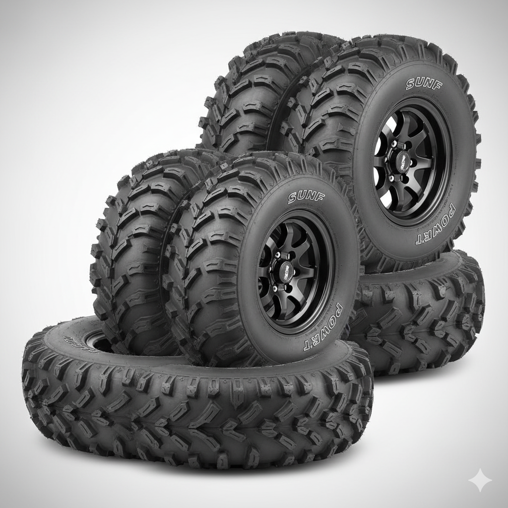A set of SunF Power.I UTV tires, a popular choice on Amazon.