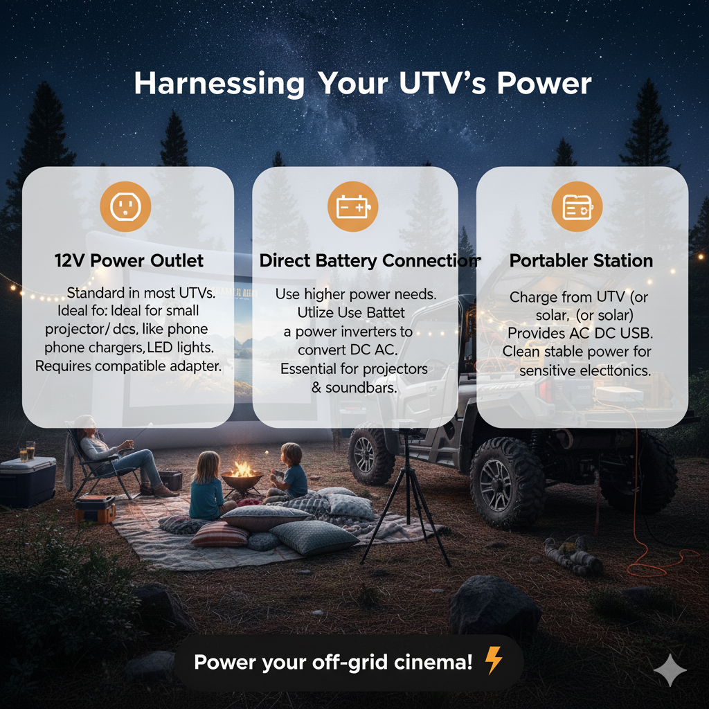 Outdoor Movie Setup with UTV Power