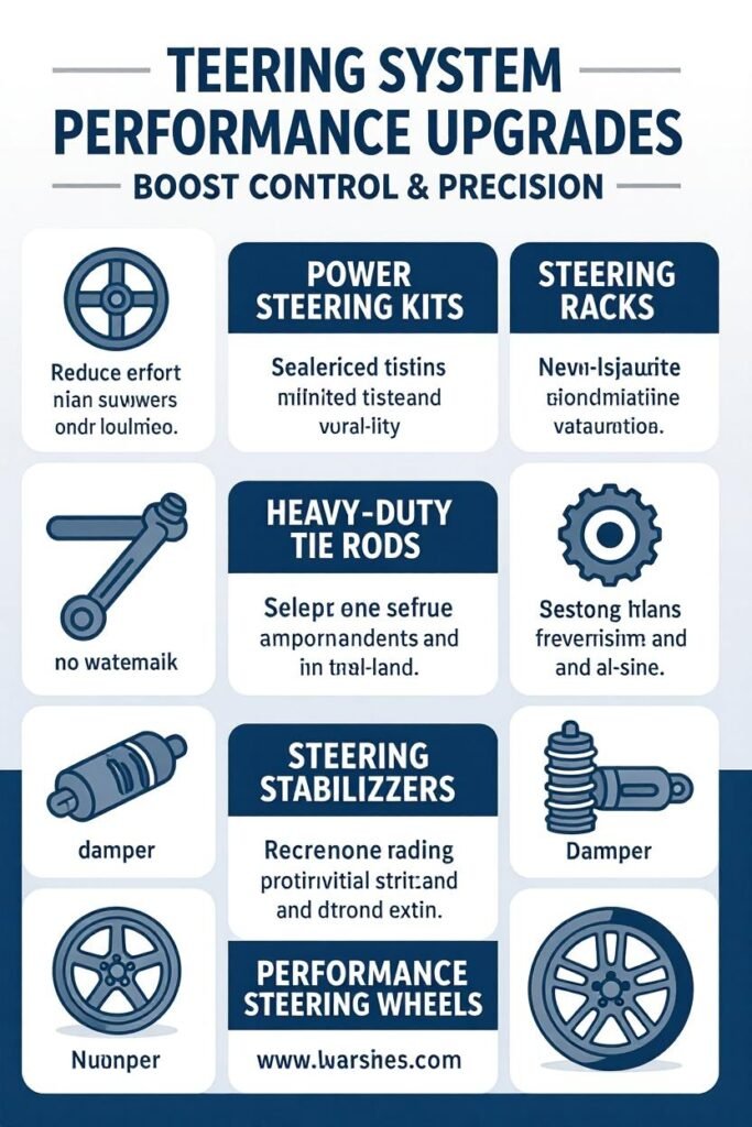 Infographic highlighting UTV steering system performance upgrades for better control and precision.