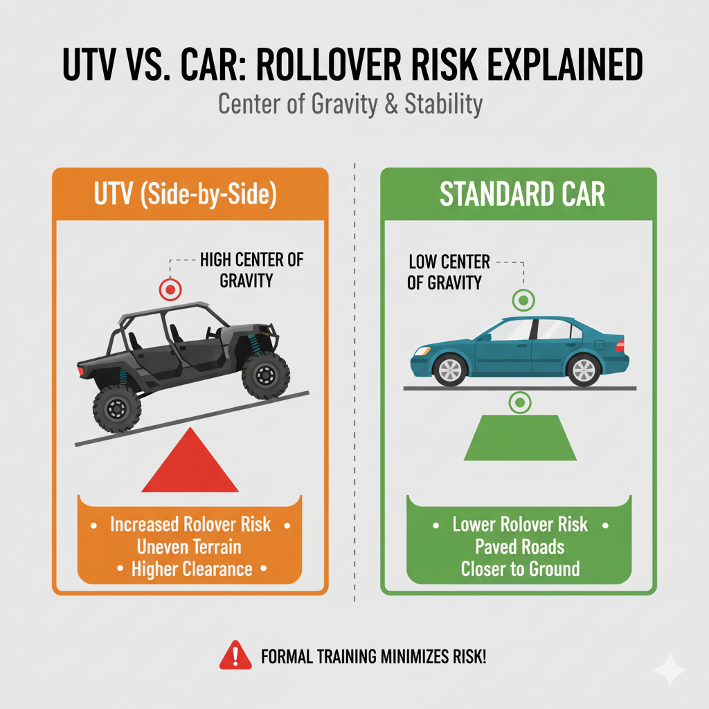 UTV vs. Car Center of Gravity Comparison for Safety Certification Courses.