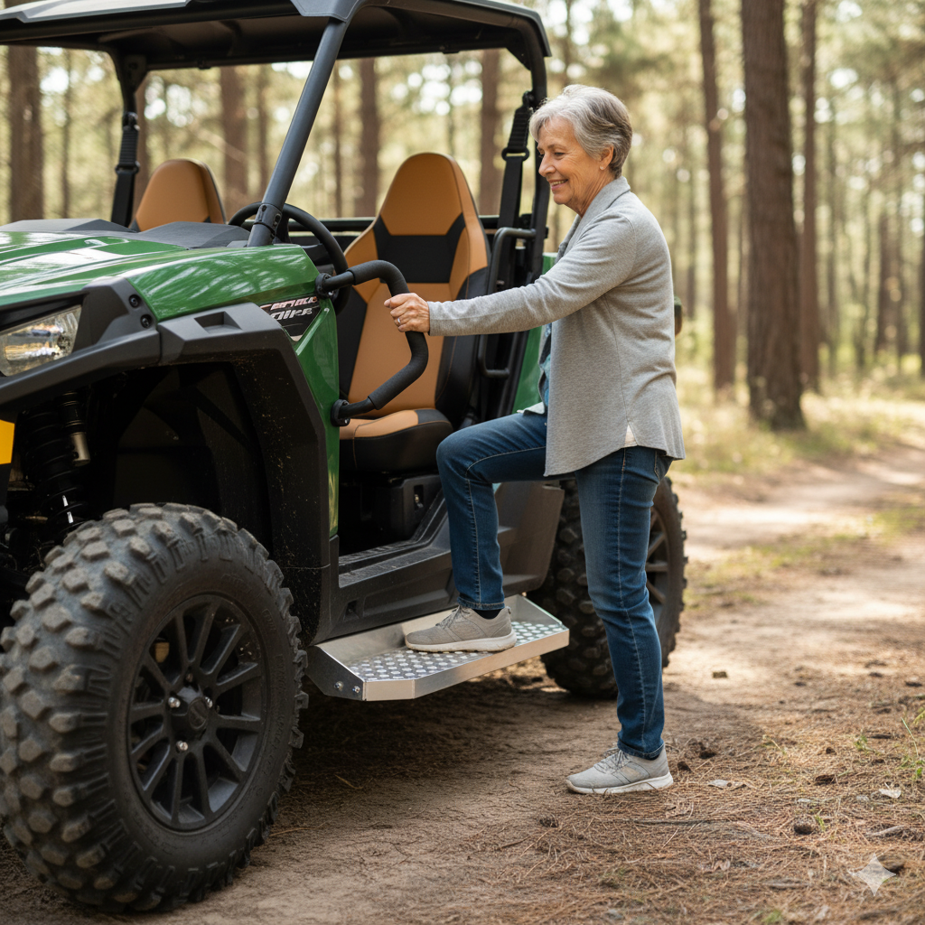 Senior-friendly UTV with accessibility modifications for easy entry and exit