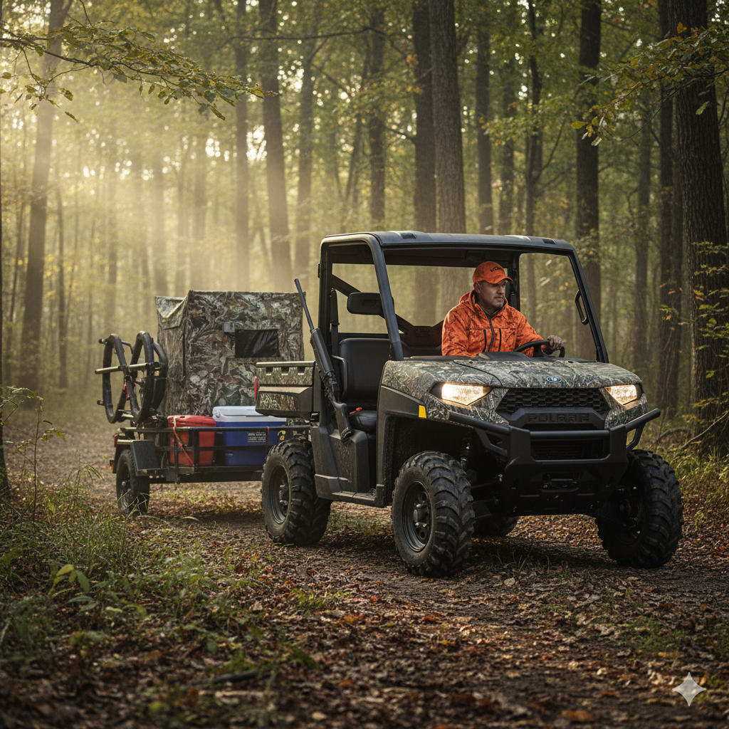 Polaris Ranger EV UTV used for silent hunting and utility work.