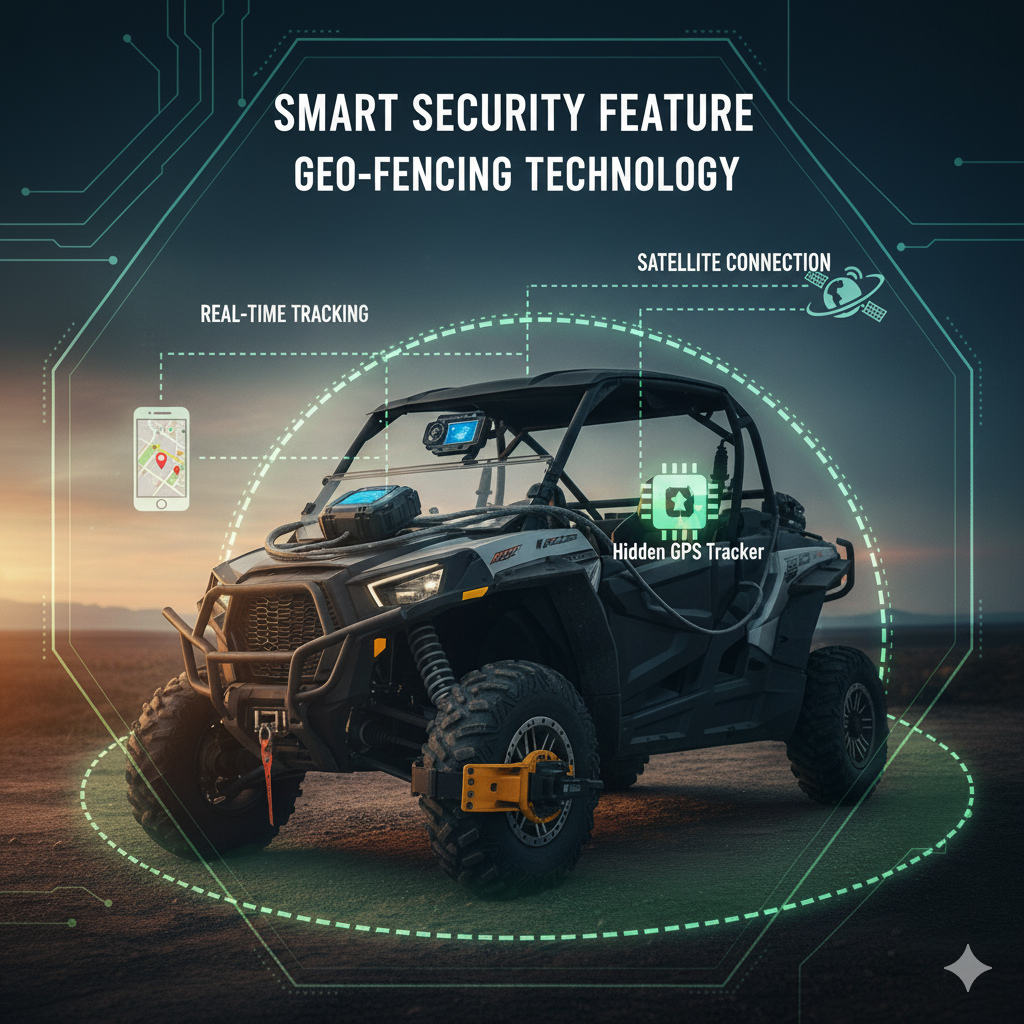 UTV GPS tracking system with geo-fencing aler feature.