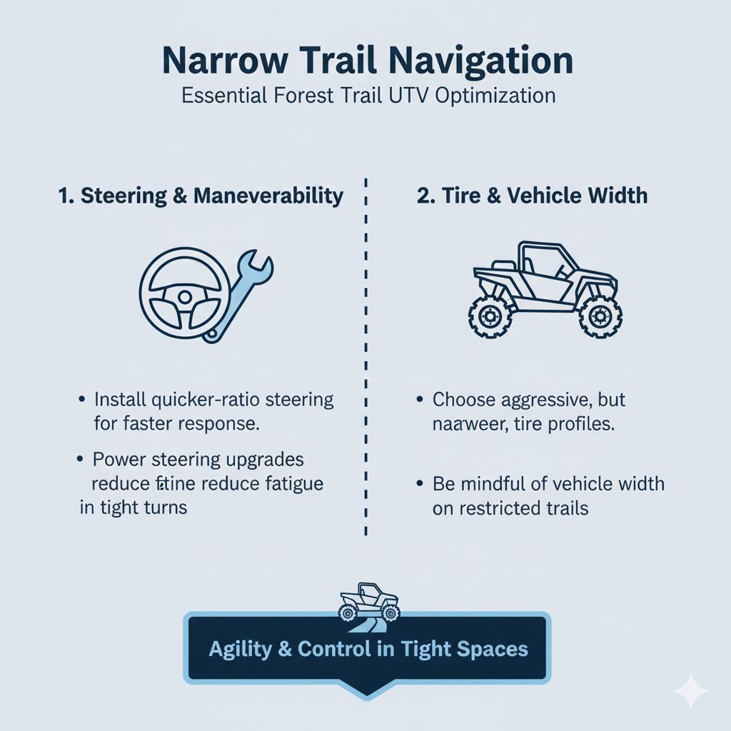 title: Navigating the Green Tunnel: Essential Forest Trail UTV Optimization Meta Description: Optimize your UTV for the tight, technical demands of forest trail riding. Discover essential modifications for brush protection, low-end torque, noise reduction, and narrow trail navigation. 