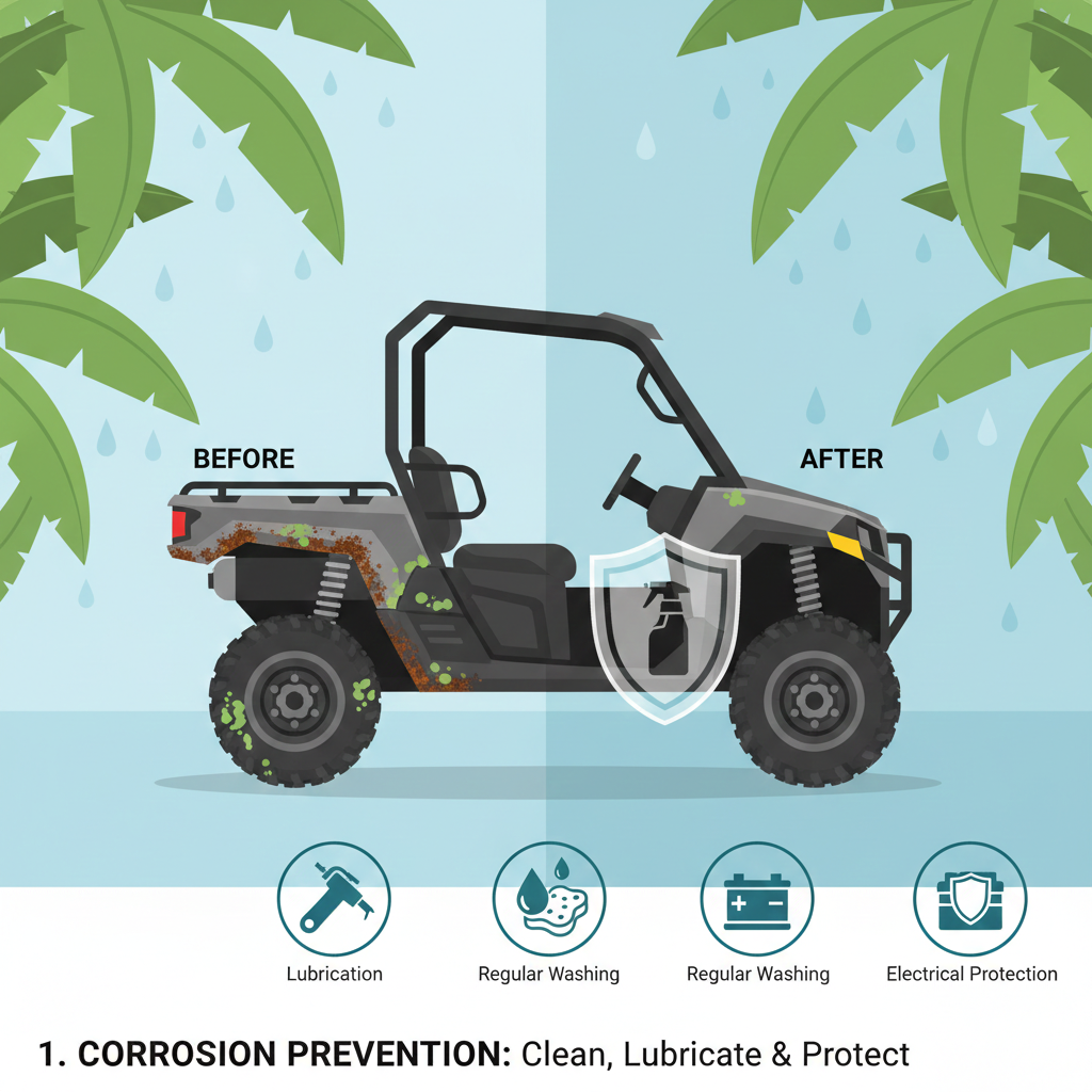 Title: Surviving the Tropics: Essential Tropical Climate UTV Maintenance Meta Description: High heat, humidity, and relentless rain demand special care. Master tropical climate UTV maintenance to prevent corrosion, overheating, and mold, ensuring your machine thrives in the jungle. Focus Keyphrase: Tropical climate UTV maintenance
