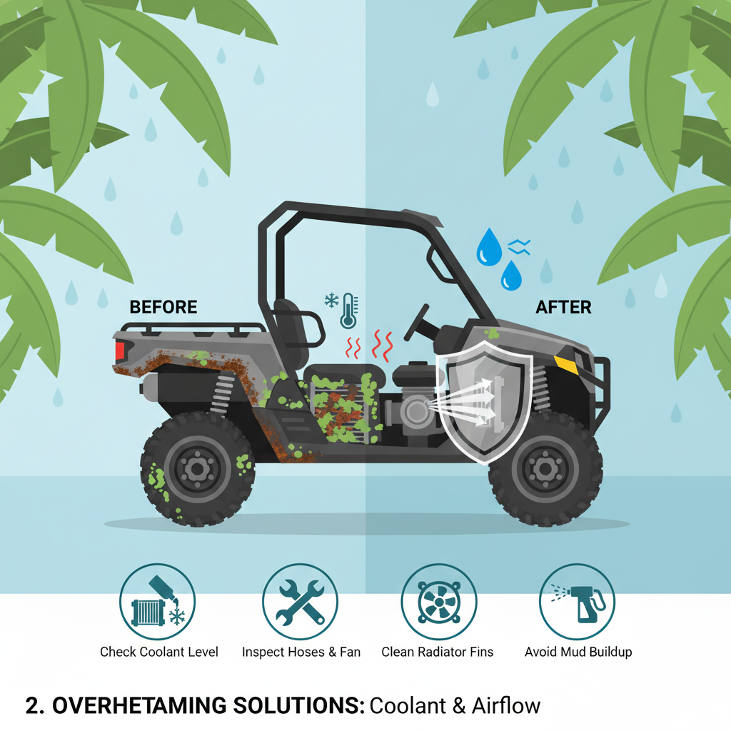 Title: Surviving the Tropics: Essential Tropical Climate UTV Maintenance Meta Description: High heat, humidity, and relentless rain demand special care. Master tropical climate UTV maintenance to prevent corrosion, overheating, and mold, ensuring your machine thrives in the jungle. Focus Keyphrase: Tropical climate UTV maintenance