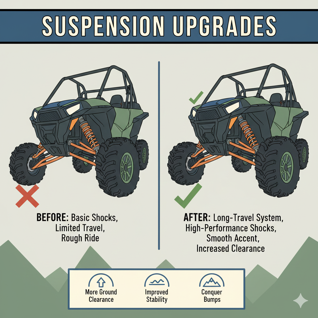 title: Conquer the Peaks: Essential Mountain Terrain Specific Modifications for Your UTV Meta Description: Conquer the steepest trails and highest elevations with the right UTV modifications. Learn about essential upgrades for mountain terrain, including suspension, tires, gearing, and engine braking for ultimate safety and performance.