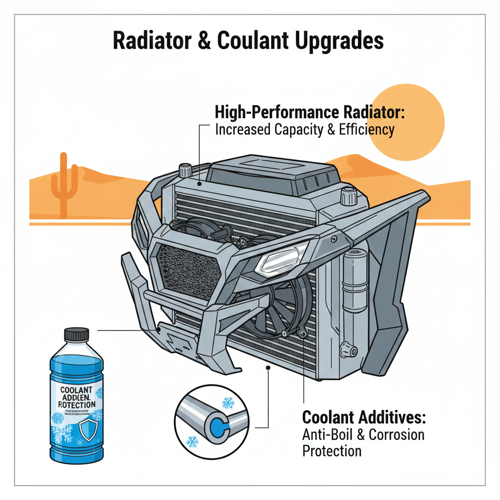 title: Beat the Burn: Essential UTV Cooling for Southern Summer Heat

Meta Description: Beat the heat and prevent UTV overheating in the Southern summer. Learn about essential cooling system upgrades, from high-performance radiators and coolant additives to oil coolers and crucial heat shielding for engine and cabin.
