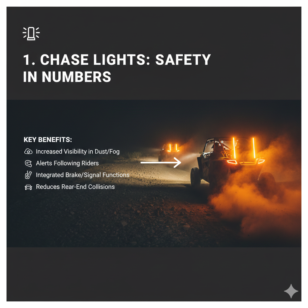 title:Beyond the Bar: Mastering UTV Unique Lighting Applications Meta Description: Go beyond light bars with unique UTV lighting applications. Explore the safety of chase lights, the utility of rock lights, the aesthetic of RGBW accent lighting, and the science behind using amber light to cut through dust and fog.