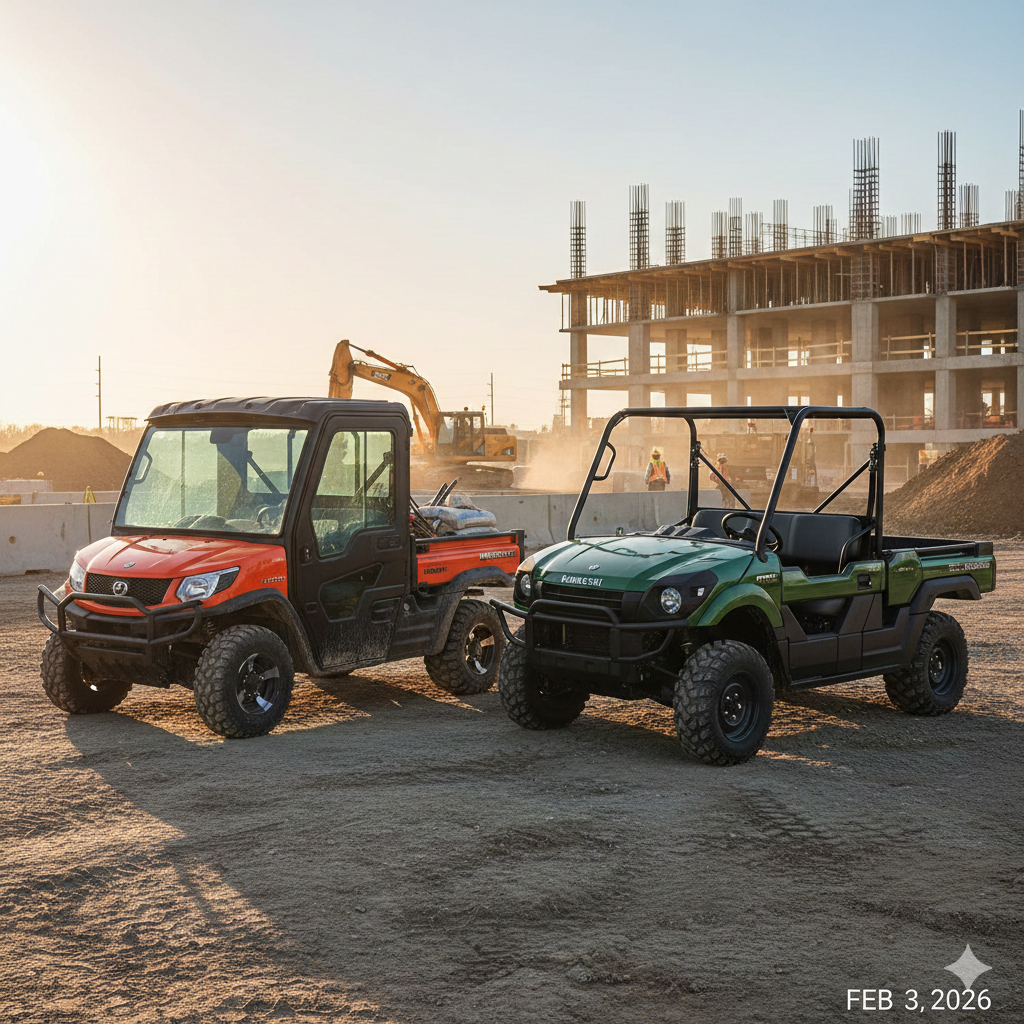 Kubota RTV-X1100C and Kawasaki Mule PRO-DX Diesel on a construction site