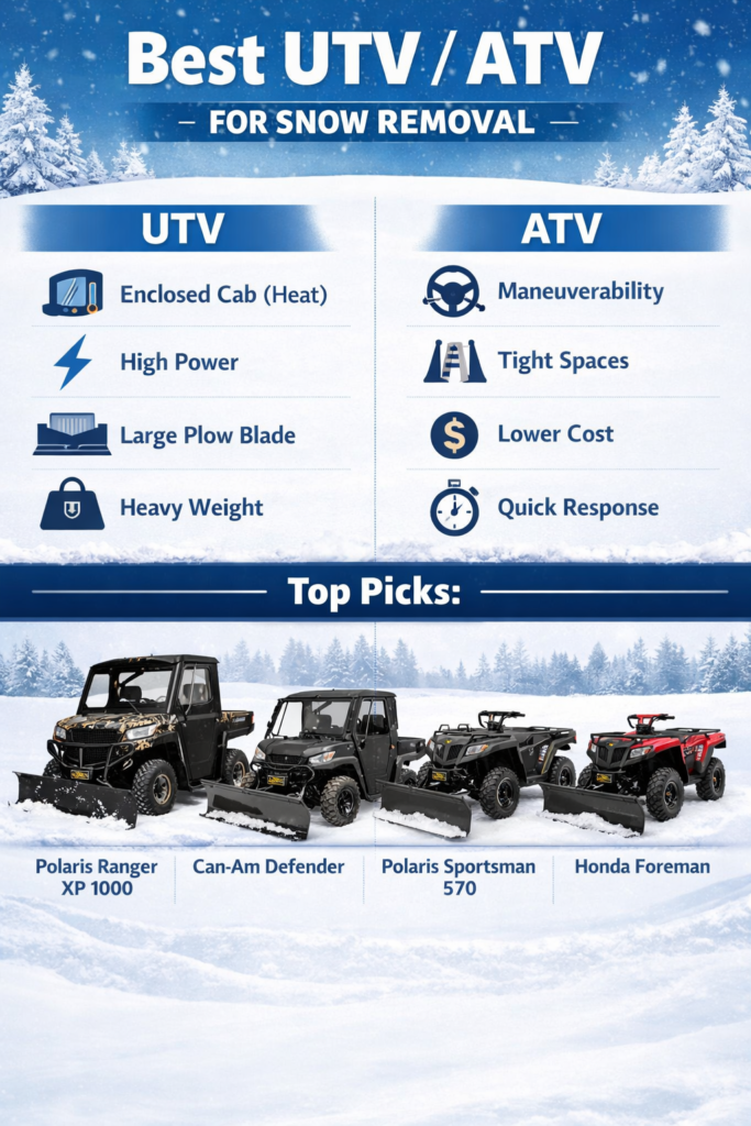 Title: Conquer Winter: The Best UTVs, ATVs, and Polaris Rangers for Snow Removal ❄️ Meta Description: Don't let winter slow you down! Discover the top UTVs, ATVs, and Polaris Rangers specifically designed for efficient snow removal. Learn about essential features, plowing tips, and find the perfect machine to tackle any snowfall.