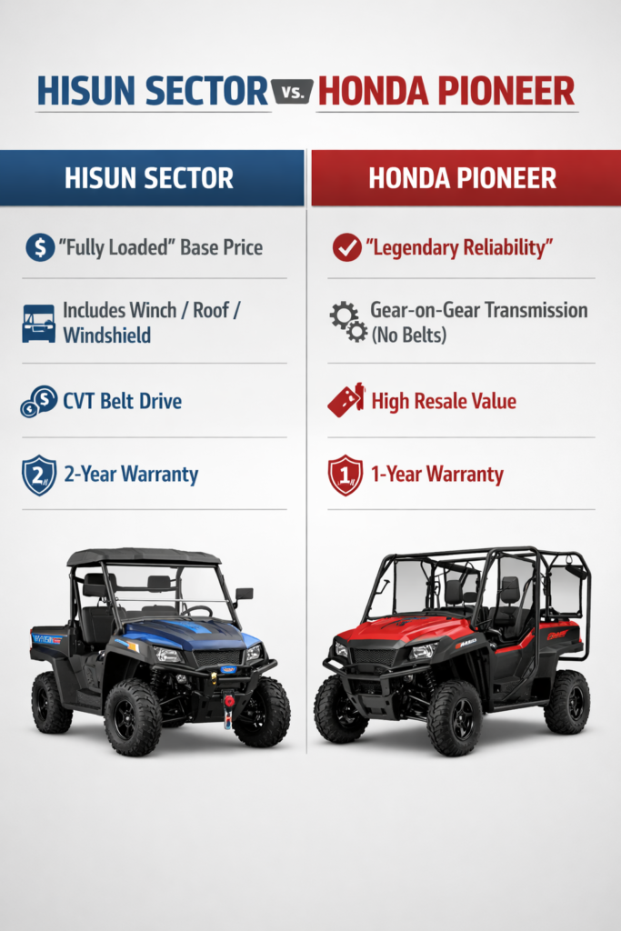 hisun utv vs honda pioneer