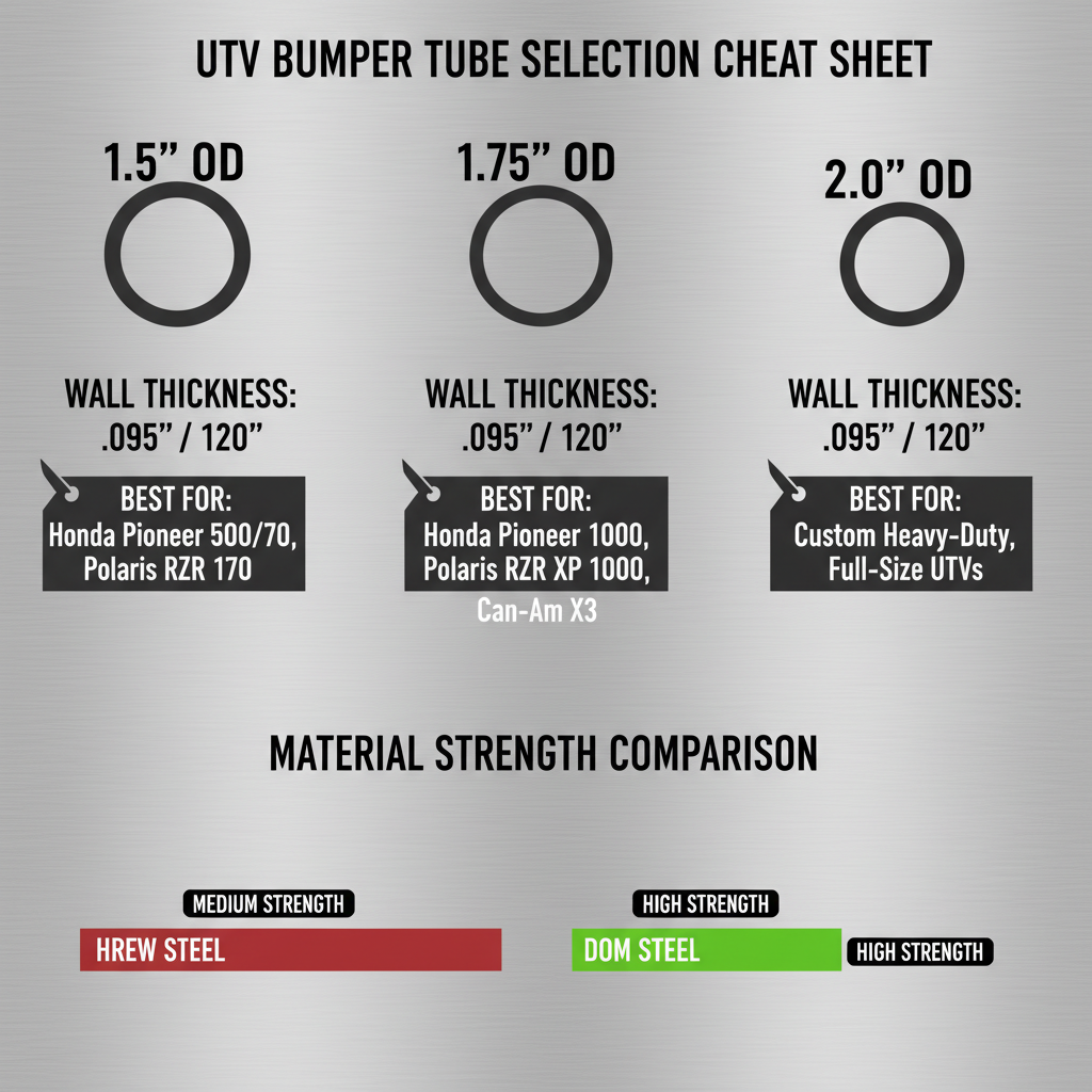 building utv bumper tube size