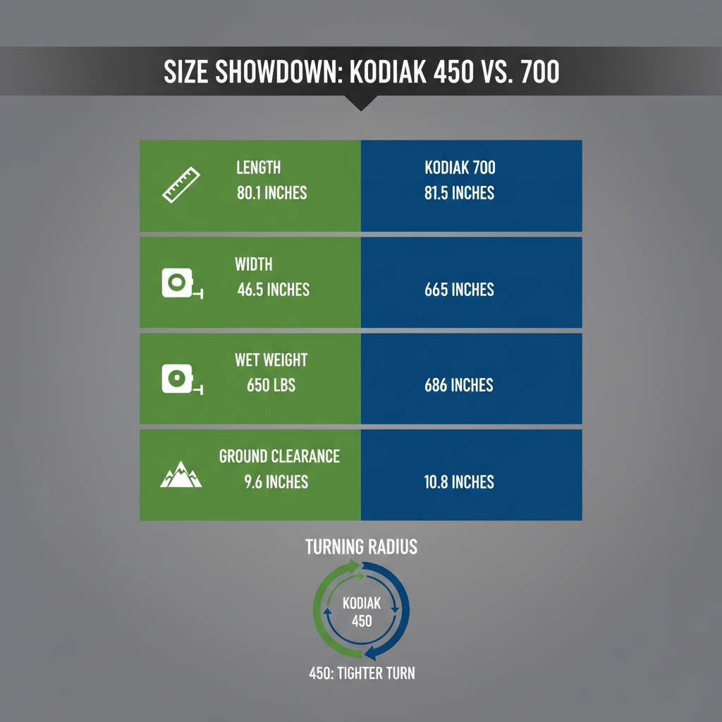  yamaha kodiak 450 vs 700 size