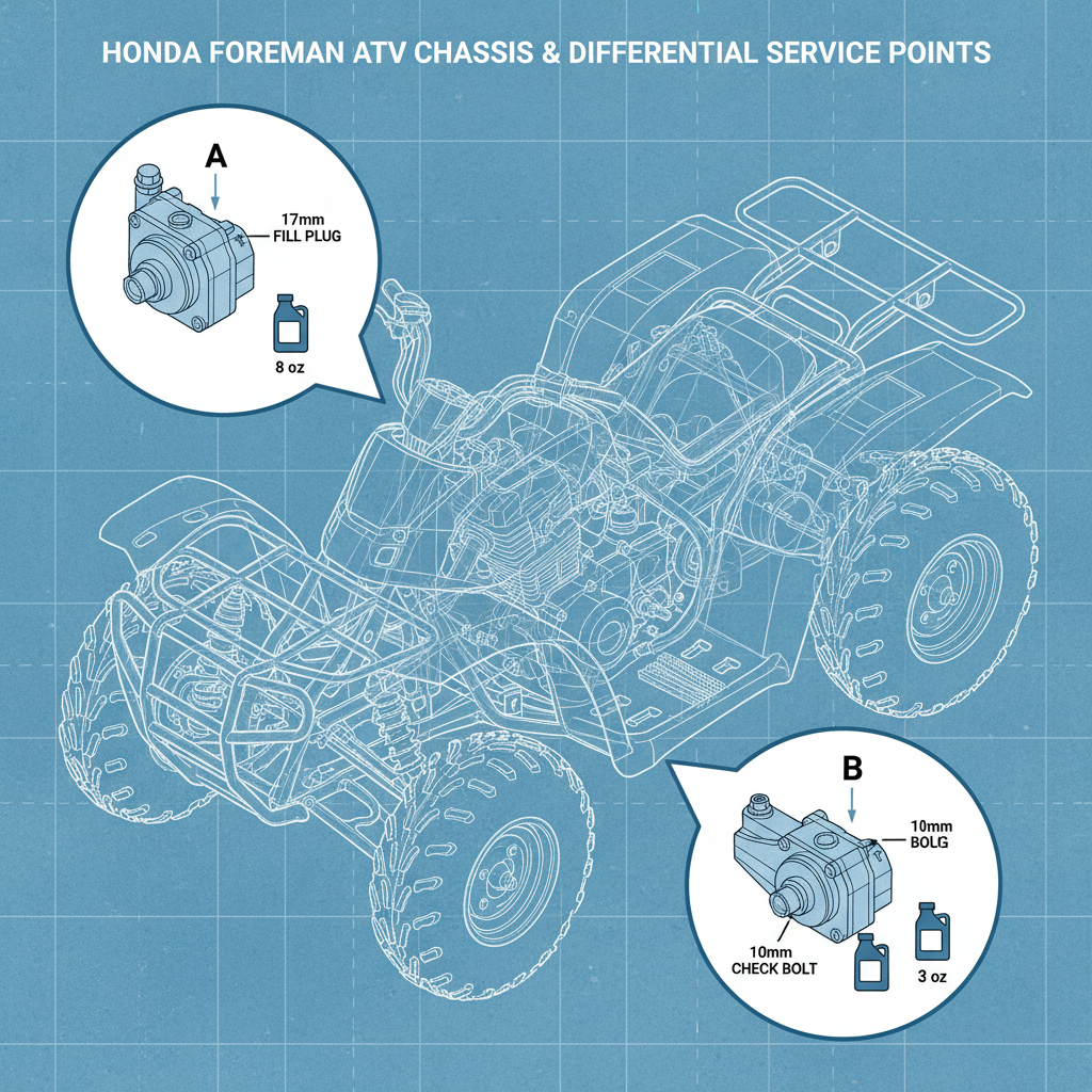  how to check differential fluid honda foreman