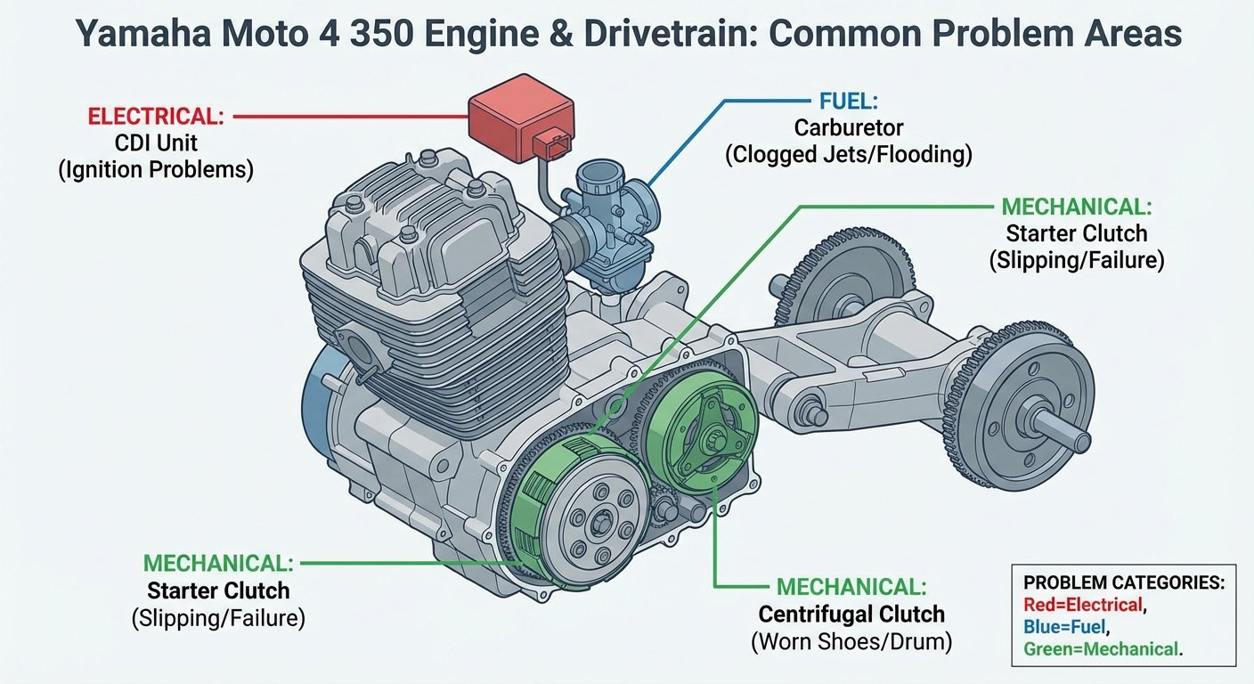  yamaha moto 4 350 common problems