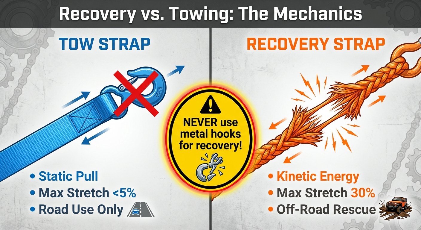 recovery strap vs tow strap difference