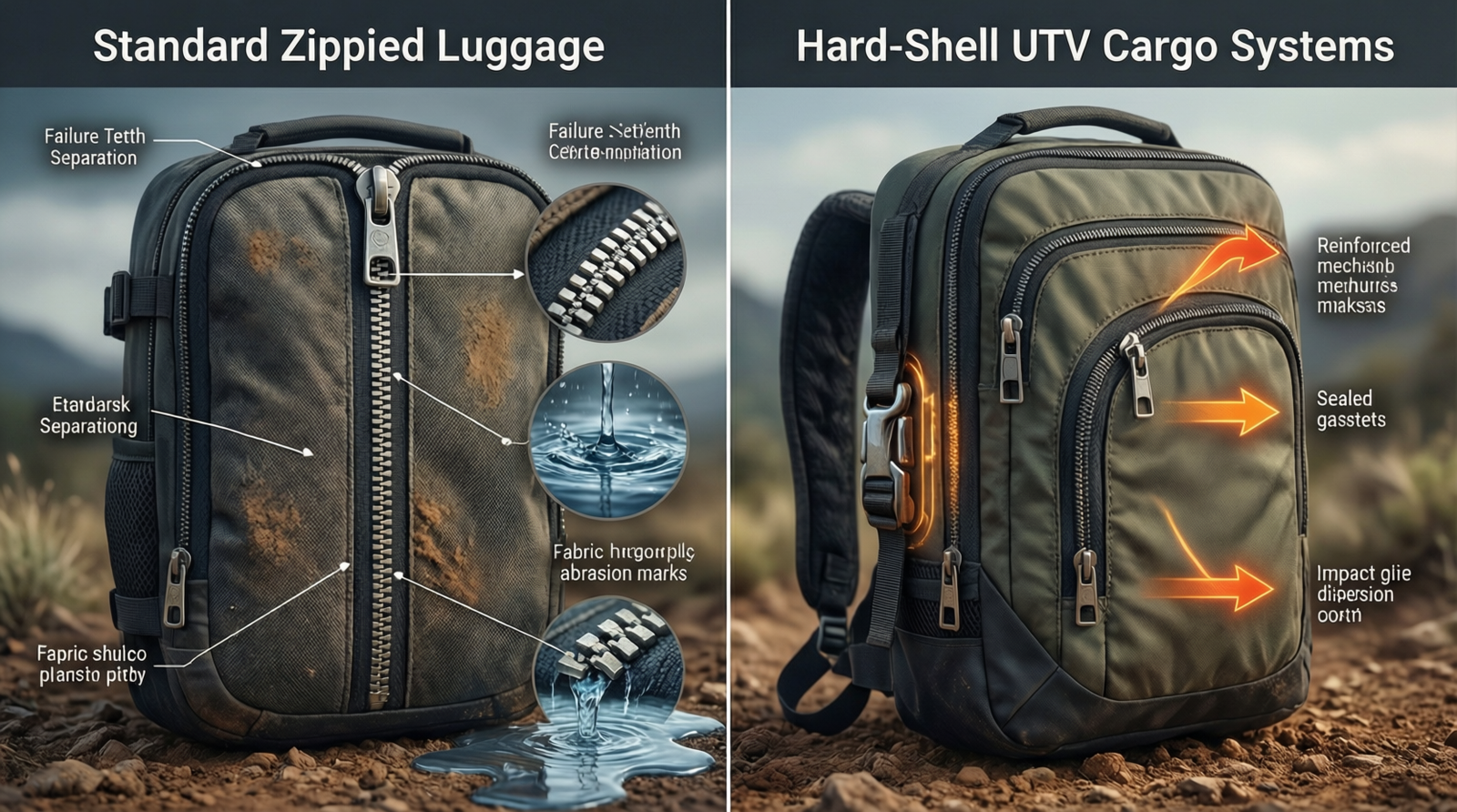 why standard zippered luggage fails on UTV trails