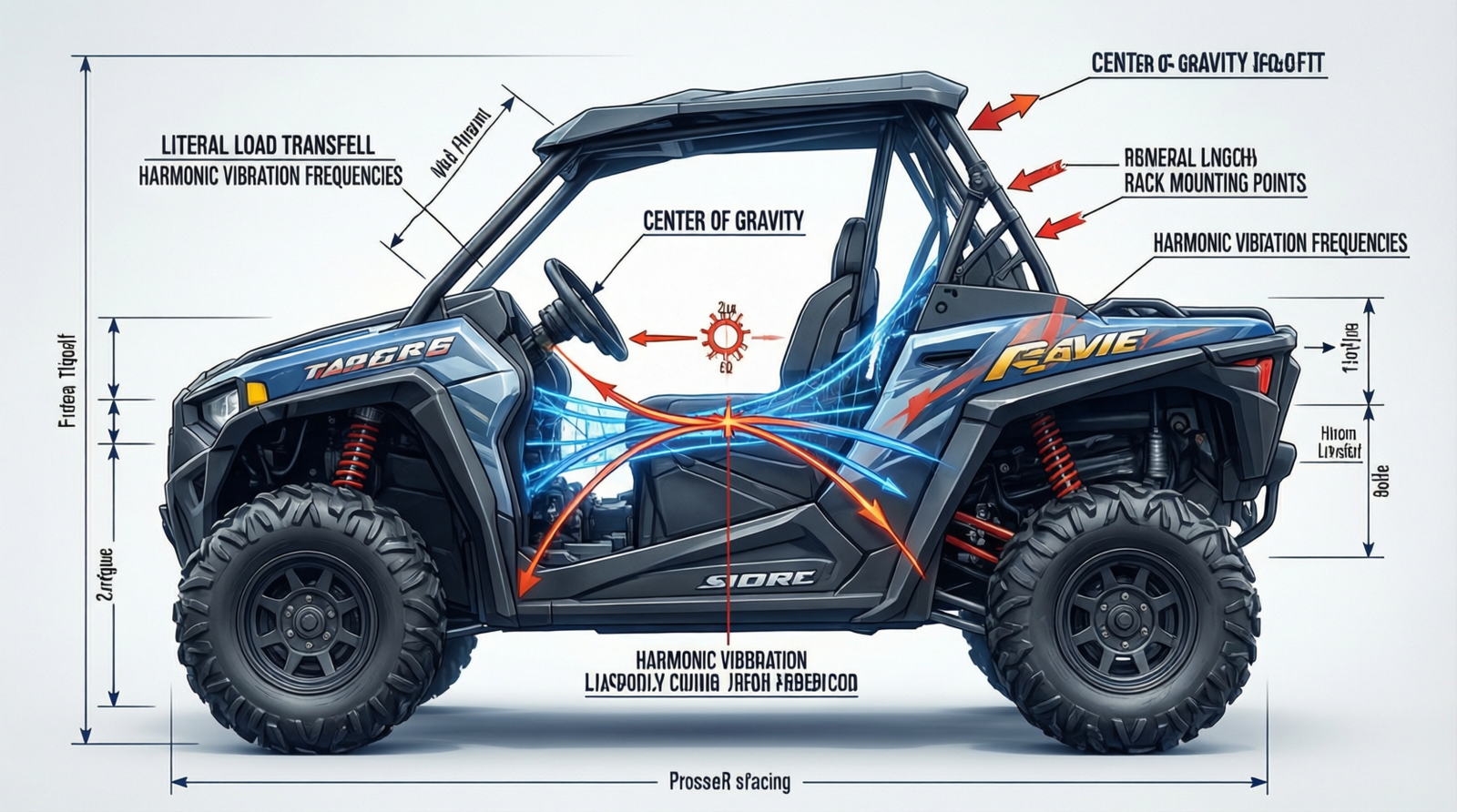 lightweight gear packing layout for UTV roof racks